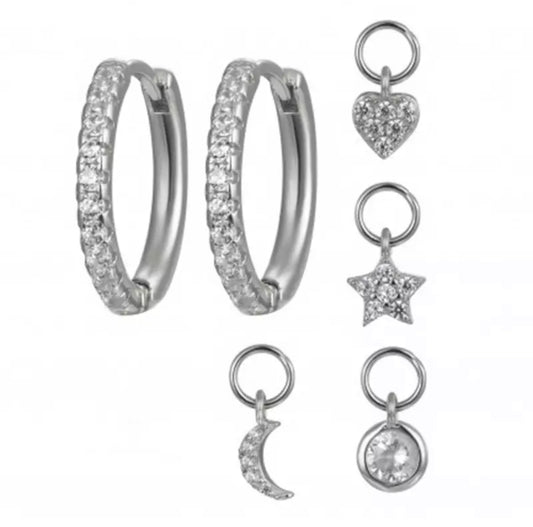 Charms Hoops - Silver