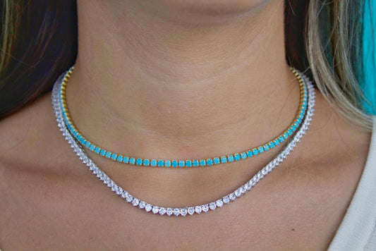 Turquoise Choker - Platinum or Gold