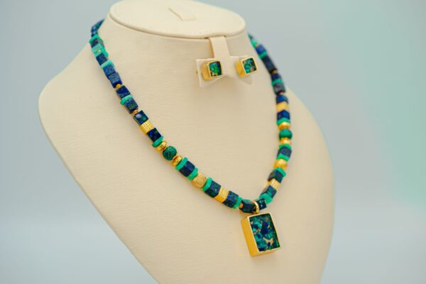 Half set 18k  Azurite malachite  Morano glasses 24k