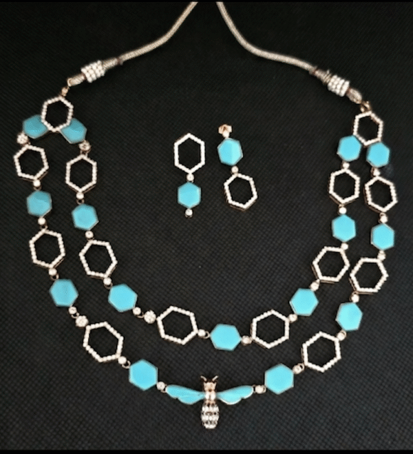 ​Golden Honeycomb Turquoise Necklace: خلايا النحل الذهبية مع أحجار الفيروز